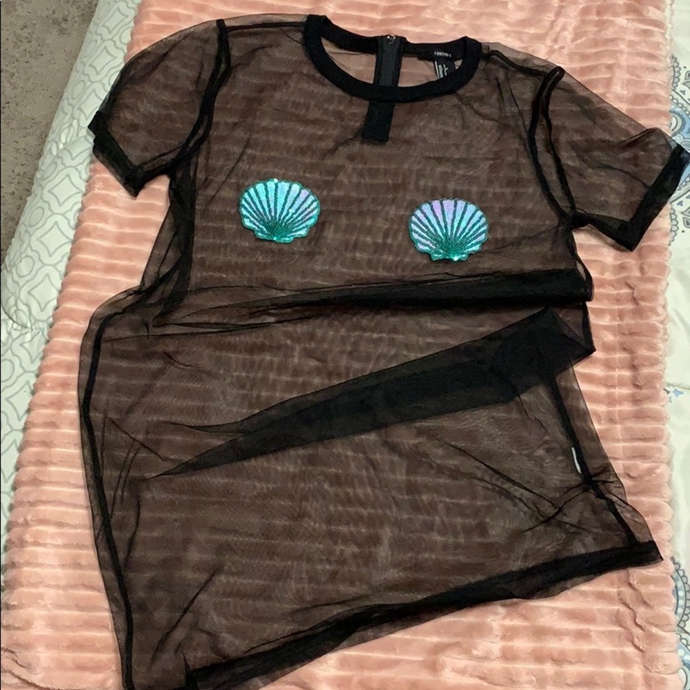 Black sheer swimsuit cover up